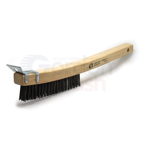 3x19 Row 0.013 CS Wire, 13-3/4 Wood Handle w Scraper Scratch Brush, PK12